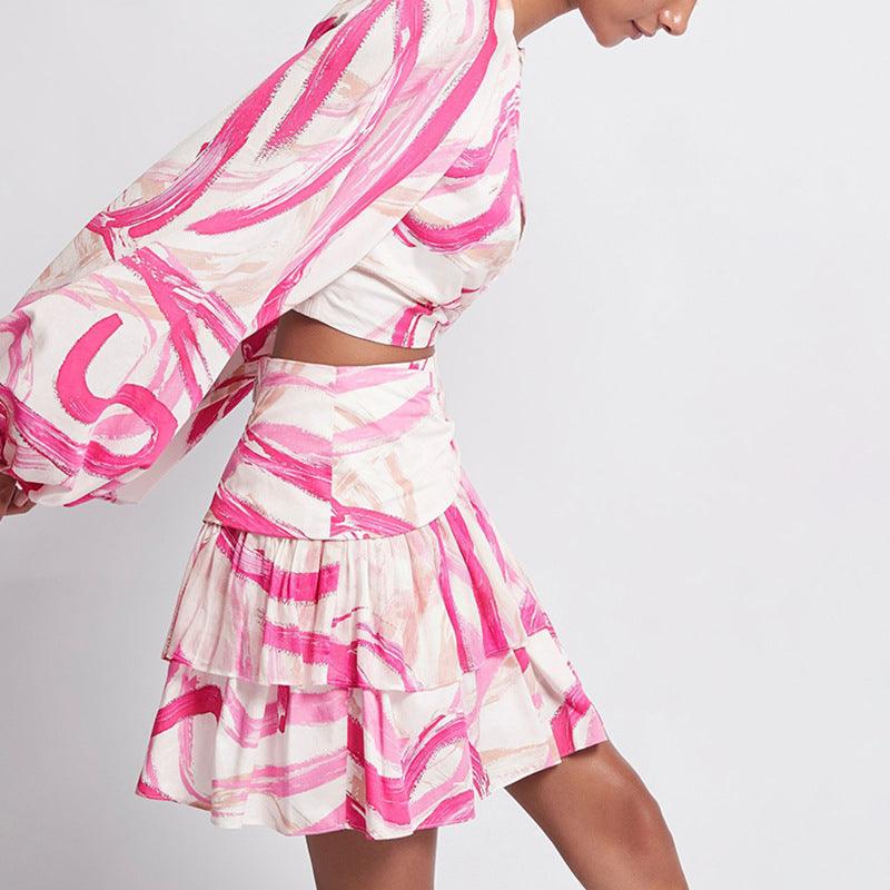 KittenAlarm - Callie Ring Linked Crop Top & Pleated Hem Mini Skirt Set