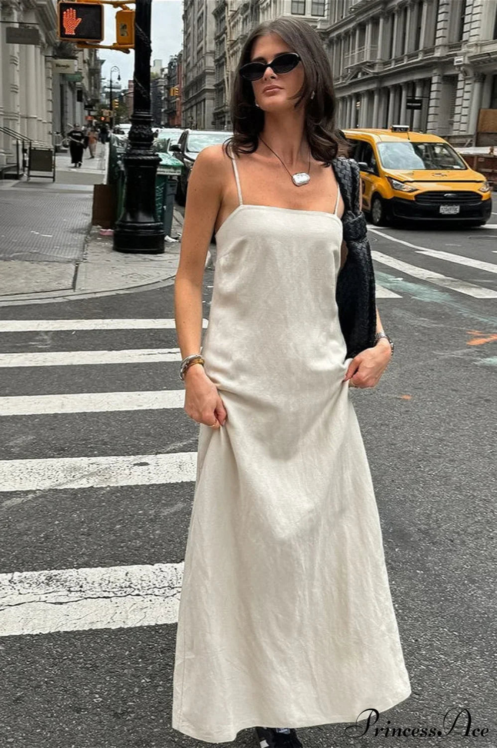 Satin Square Neck Sleeveless Slip Maxi Dress
