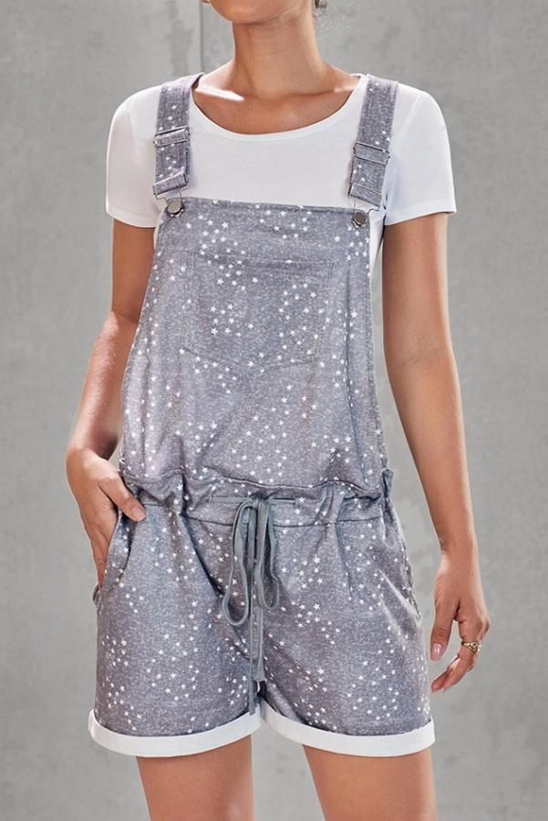 Camouflage Printed High-waist Strap Shorts