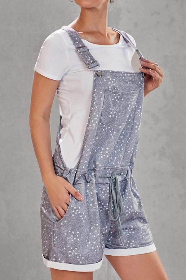 Camouflage Printed High-waist Strap Shorts