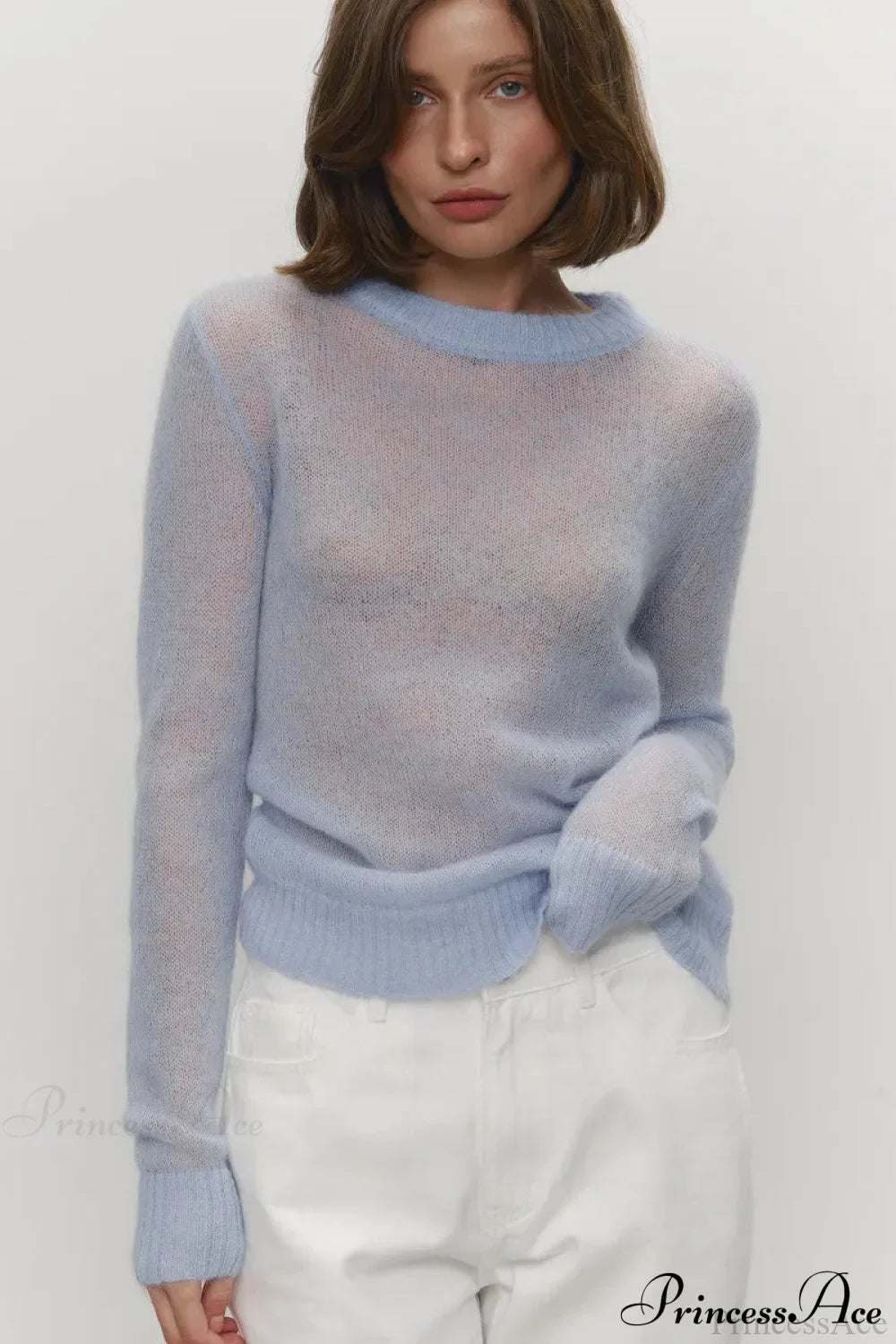 PrincessAce Candy Color Sheer Knit Sweater for Stylish Comfort