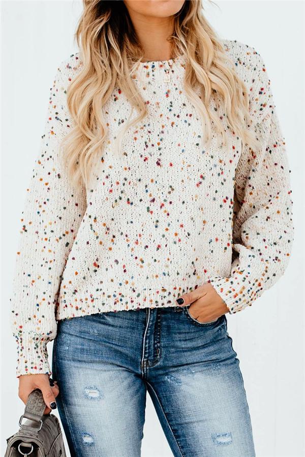 RadyRin Candy Dots Cozy Knitted Sweater for All Seasons