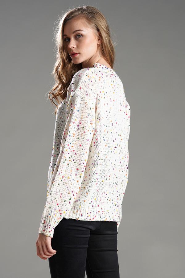 RadyRin Candy Dots Cozy Knitted Sweater for All Seasons