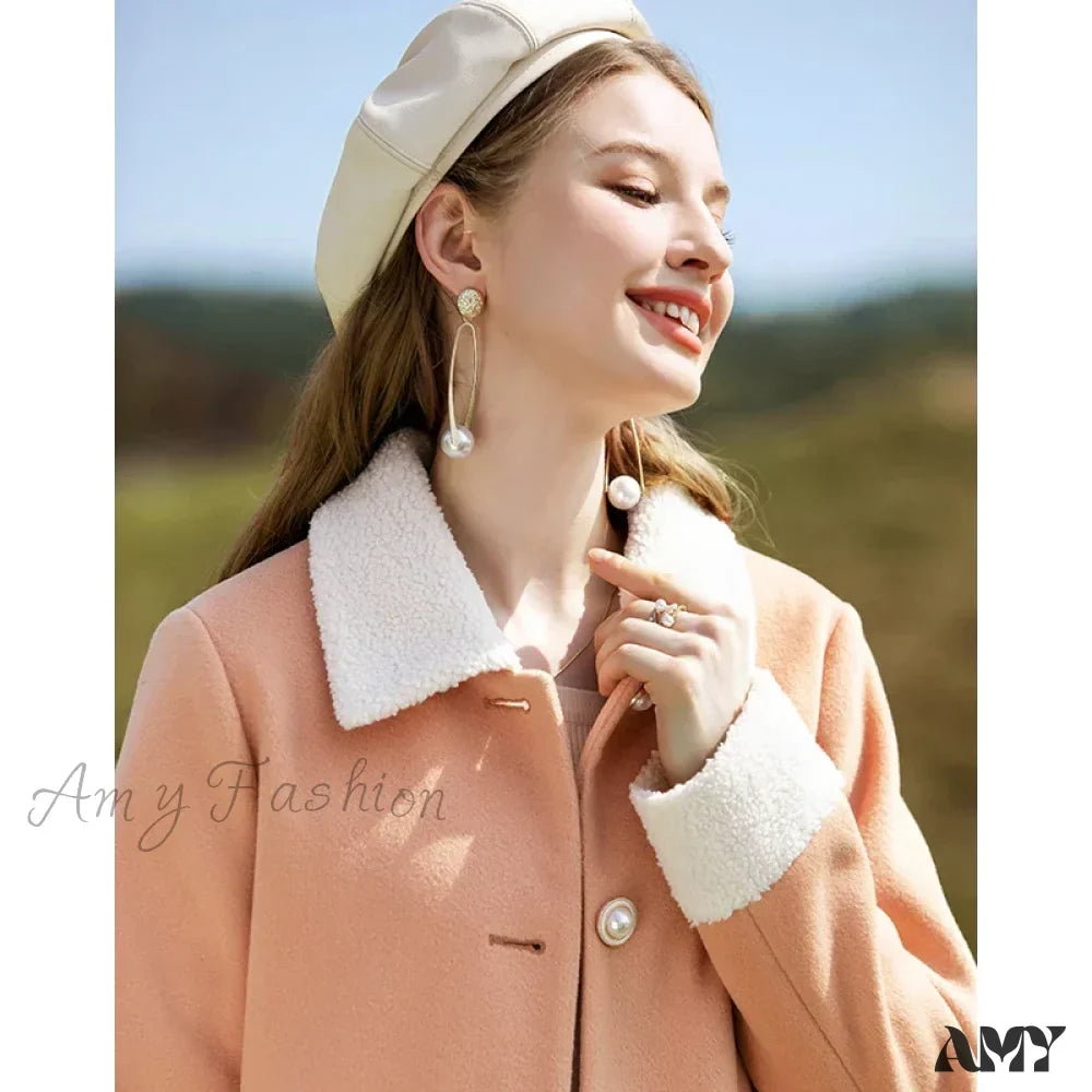 Cashmere Autumn Winter Single Breasted Short Woolen Office Coat 4