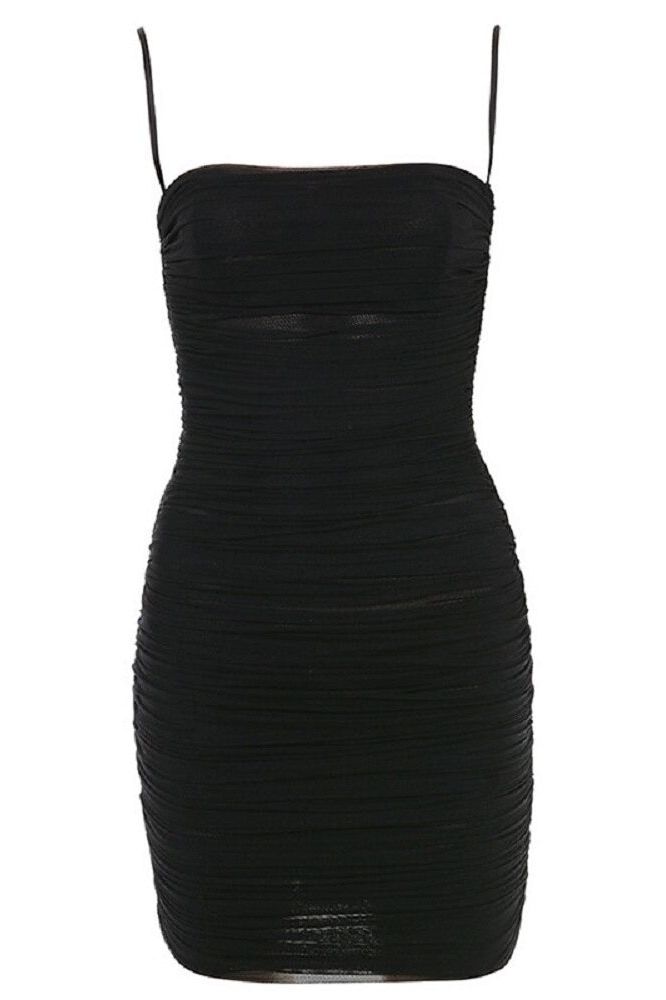 Cassie Bodycon Wrap Mini Dress - Classic Black - Fashionpara