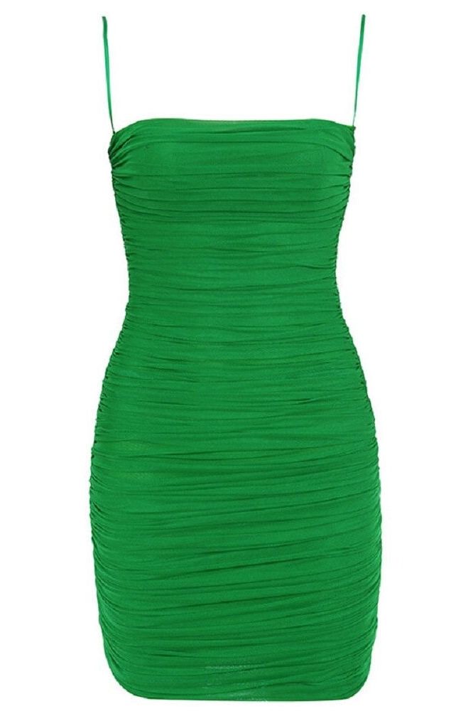 Cassie Bodycon Wrap Mini Dress - Emerald Green - Fashionpara