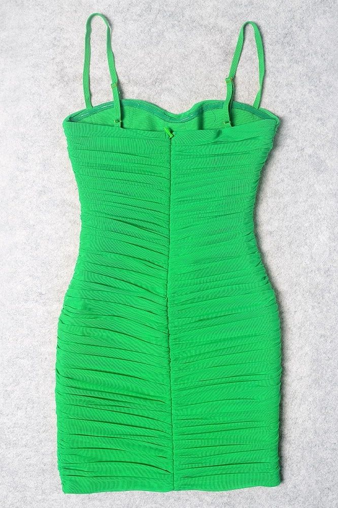 Cassie Bodycon Wrap Mini Dress - Emerald Green - Fashionpara