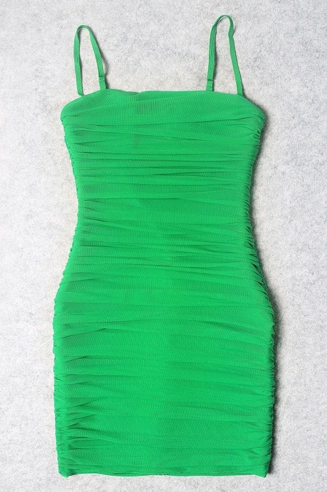 Cassie Bodycon Wrap Mini Dress - Emerald Green - Fashionpara