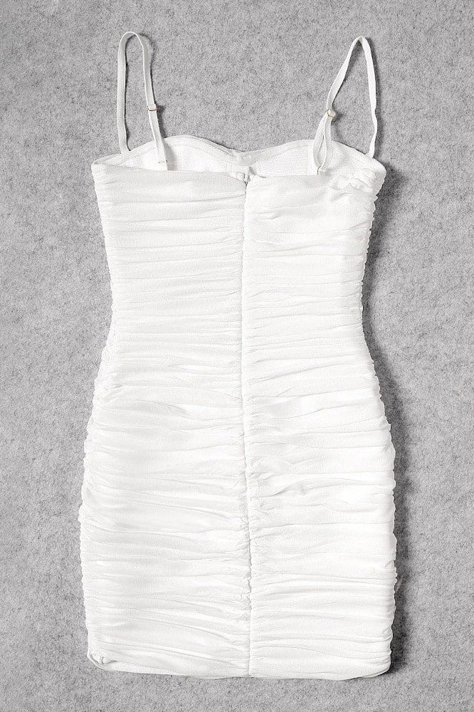 Cassie Bodycon Wrap Mini Dress - Pearl White - Fashionpara
