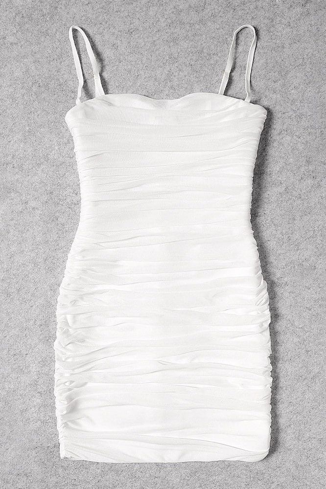 Cassie Bodycon Wrap Mini Dress - Pearl White - Fashionpara