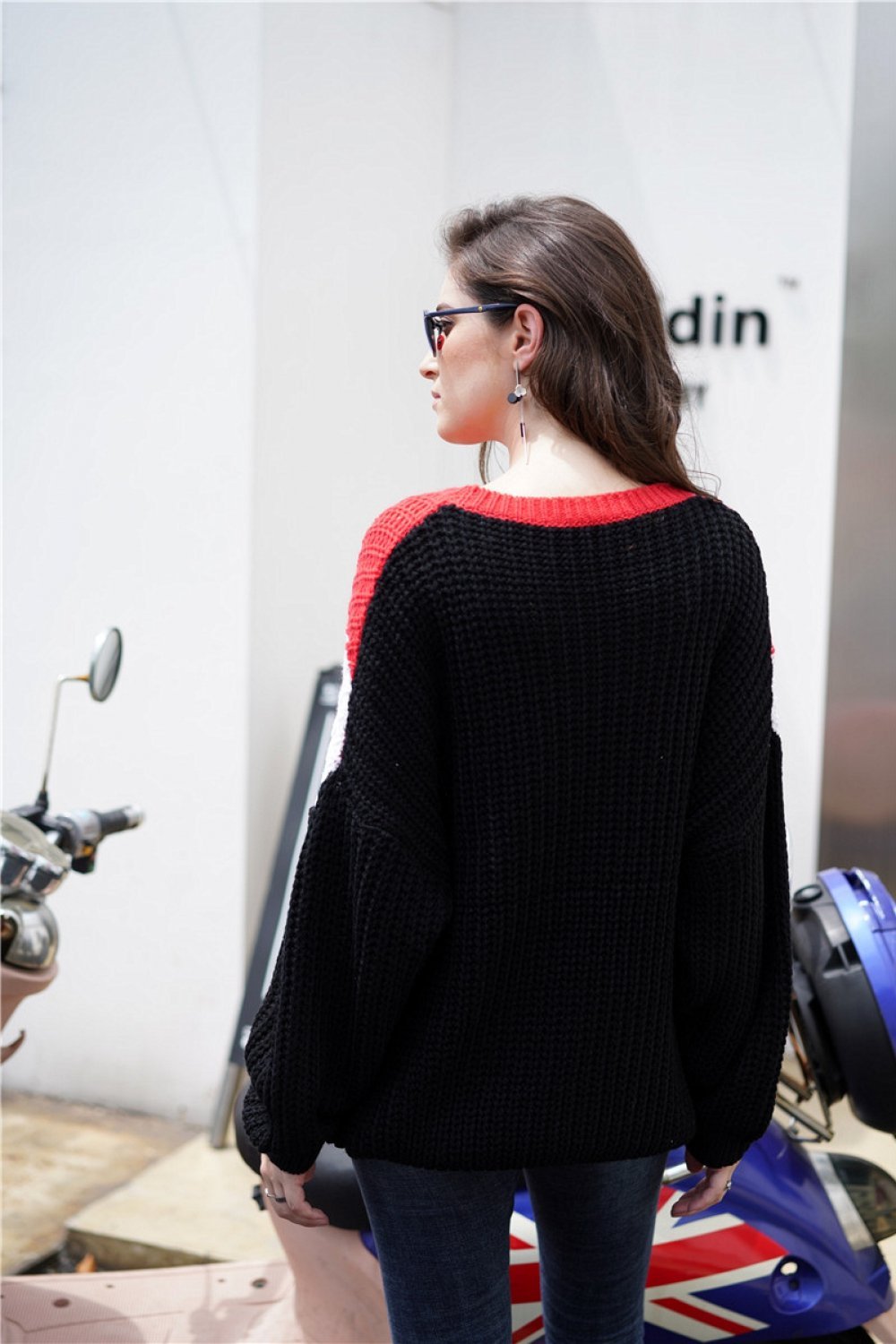 RadyRin Color Block Loose Fit Sweater for Effortless Style