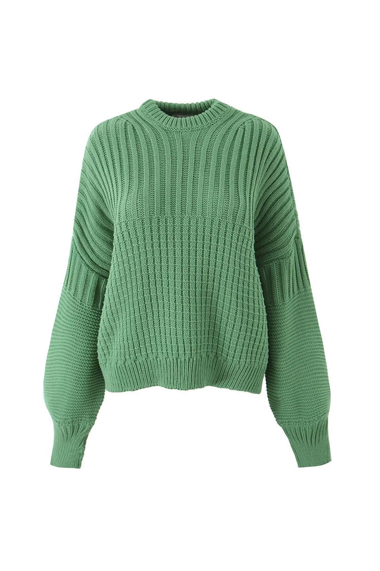 Rosedress Oversized Rib Knit Crew Neck Sweater for Comfort