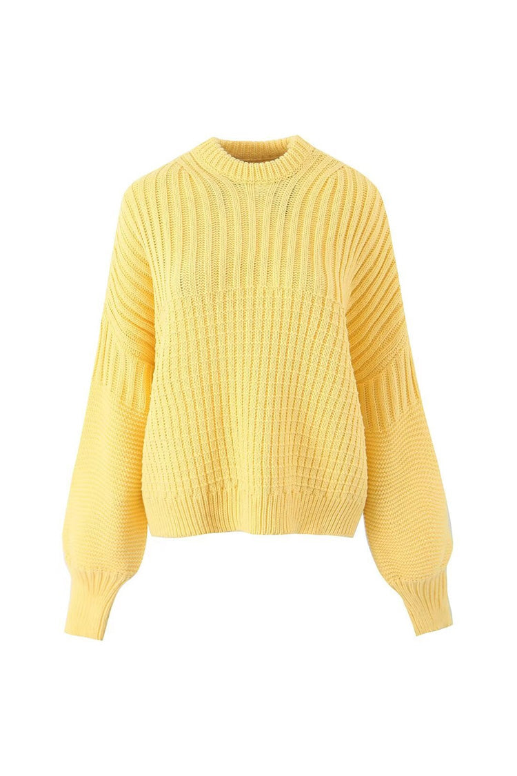 Rosedress Oversized Rib Knit Crew Neck Sweater for Comfort