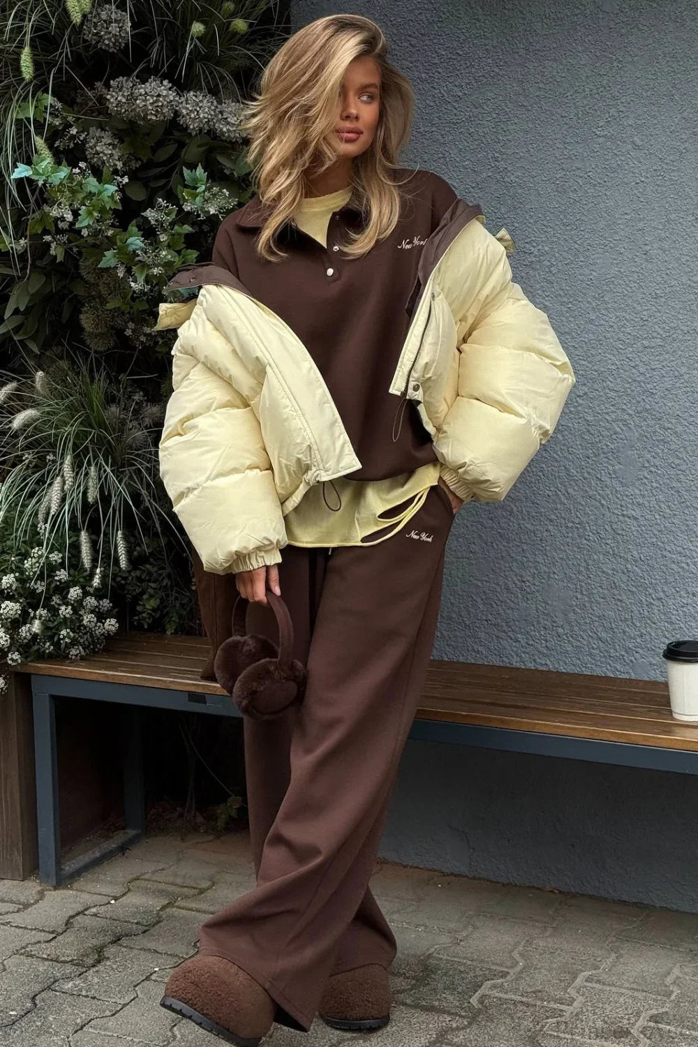 Casual Cropped Color Block Cotton Coat 3