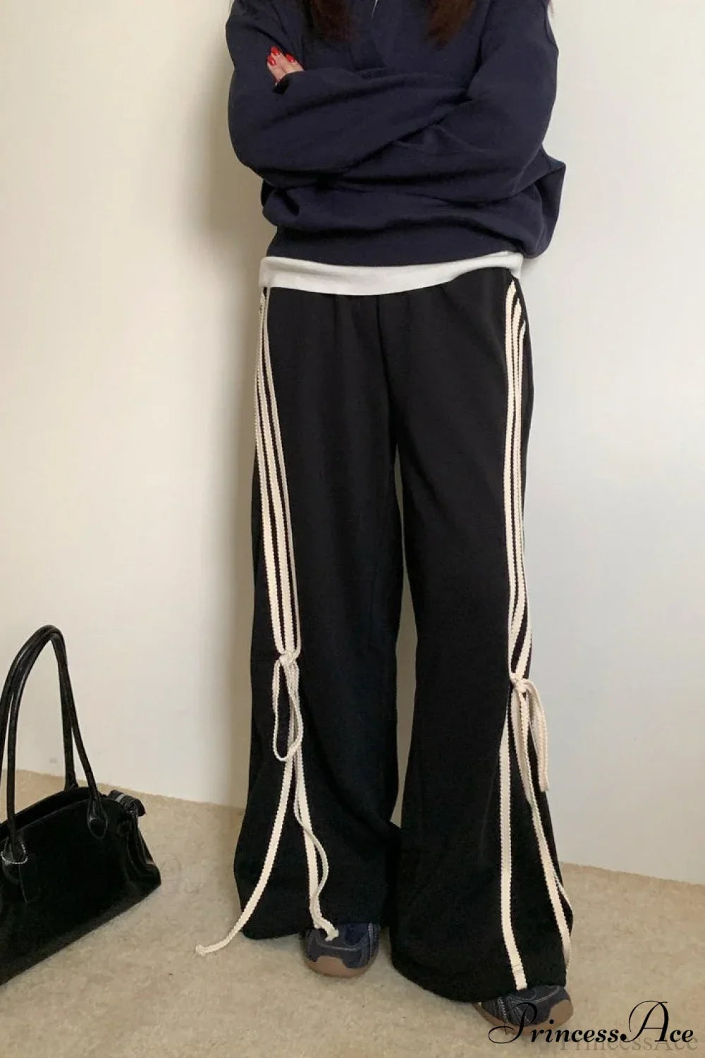 Casual High Waist Wide Leg Asymmetrical Pocket Pants