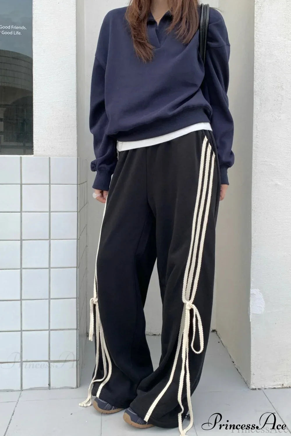 Casual High Waist Wide Leg Asymmetrical Pocket Pants