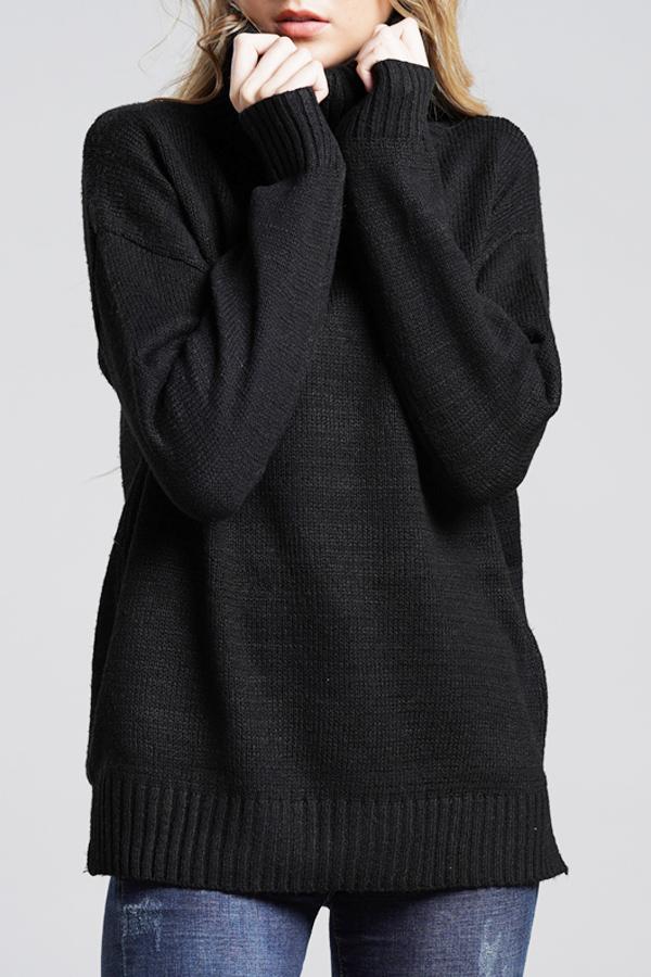 RadyRin Casual High Neck Knit Sweater in Elegant Gray