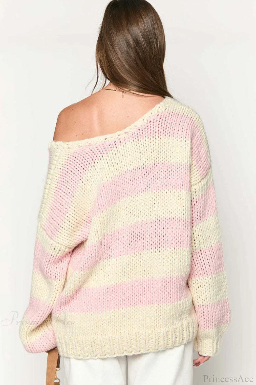 Casual Loose Off-Shoulder Striped Sweet Sweater