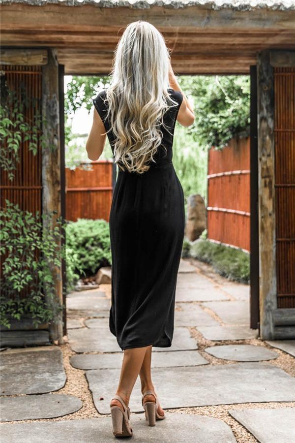 Tied Printed Cut Out Midi Dress