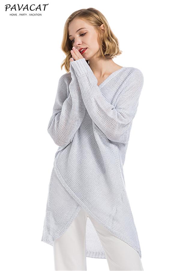 RadyRin Light Gray V Neck Front Cross Weekend Sweater