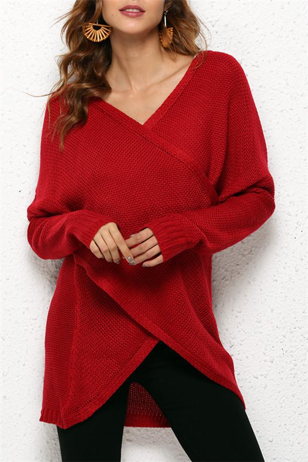 RadyRin V Neck Front Cross Sweater for Weekend Comfort