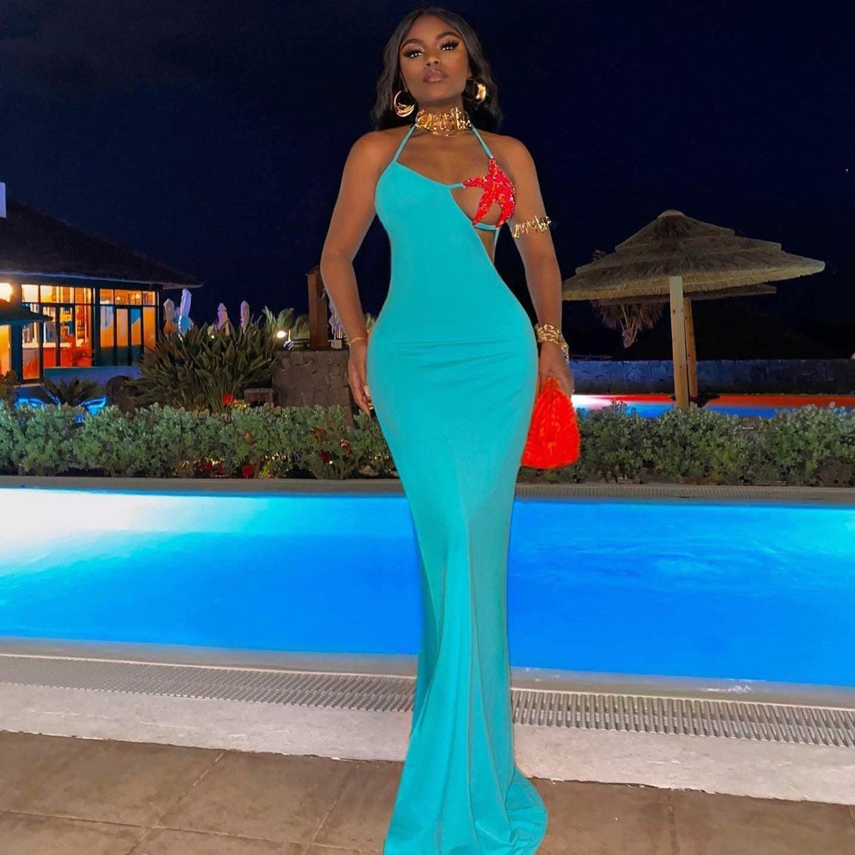 Starfish Bustier Halter Cutout High-Slit Maxi Dress 8