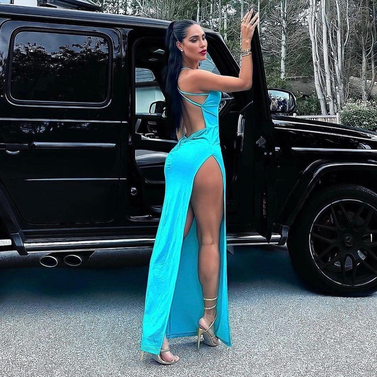 Starfish Bustier Halter Cutout High-Slit Maxi Dress 14