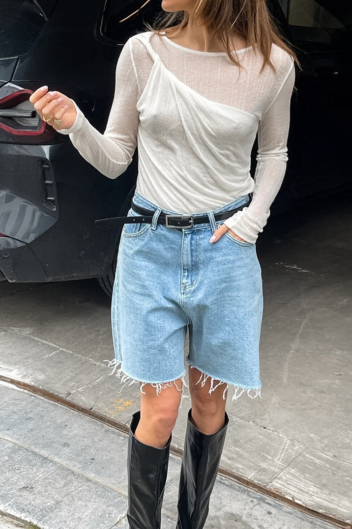 Solid Knotted Sheer Chic Blouse