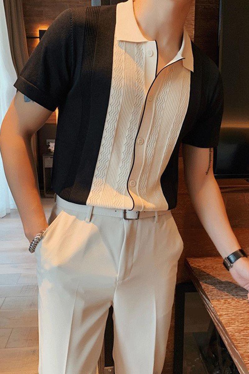 Vintage Casual Mens Short-Sleeved Polo Shirt Fashionpara