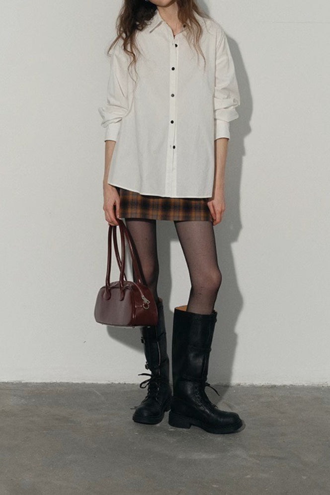 Relaxed Button Front Blouse