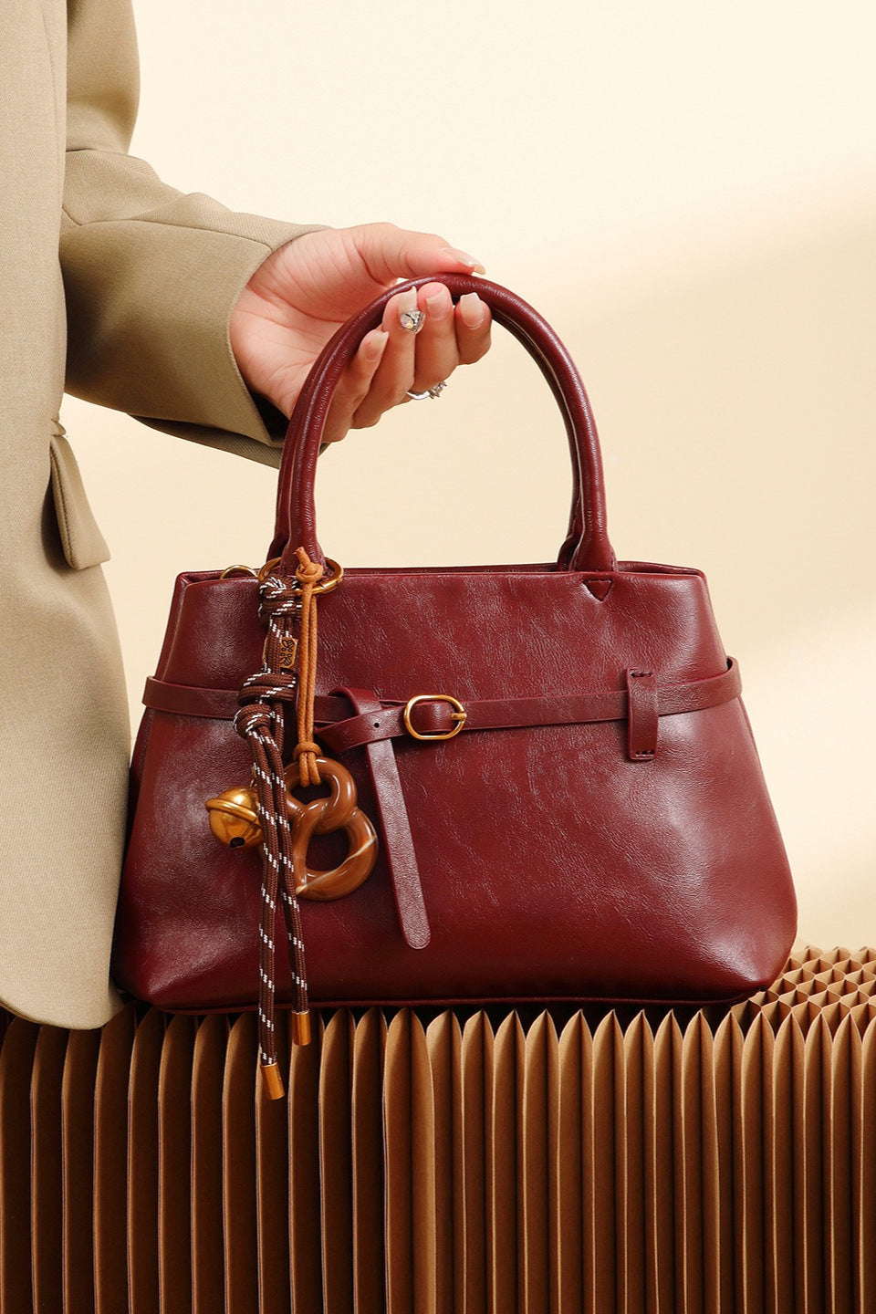 Red Vintage Luxe Handheld Crossbody Everyday Bag