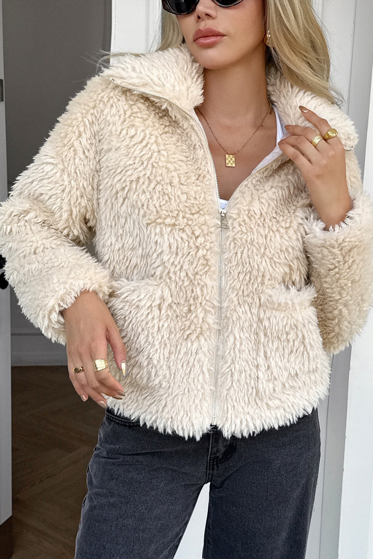 Elegant Faux Fur Long Coat - Fashionpara