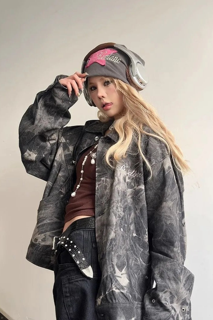 Vintage Y2K Tie-Dyed Denim Jacket 4