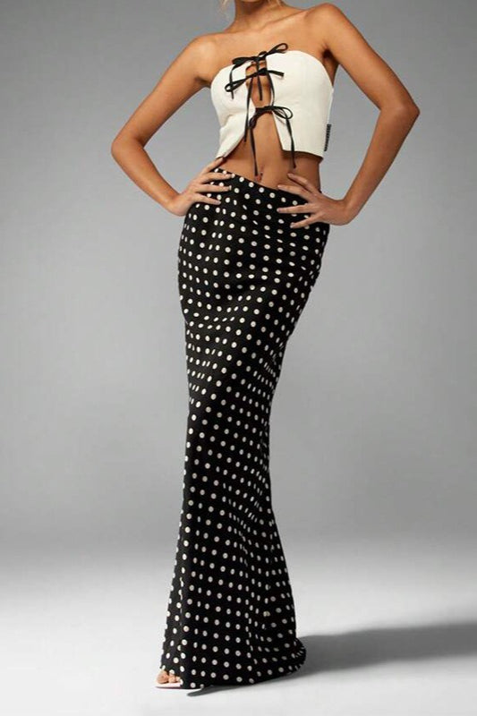 Polka Dot Slim Midi Skirt