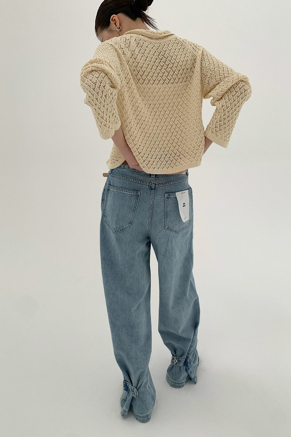 Hollow-Out Long Sleeve Tie-Waist Knit Cardigan for Style