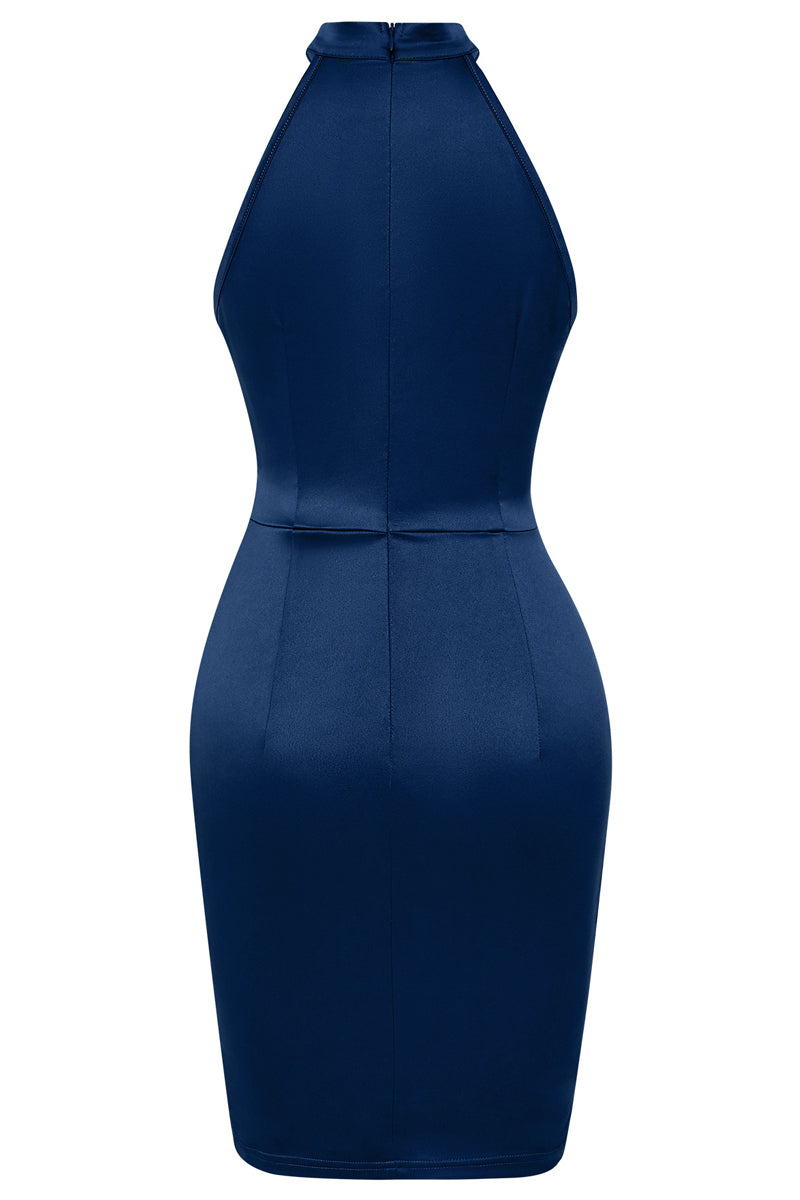 Solid Halter Neck lace-up Mini Dress Fashionpara