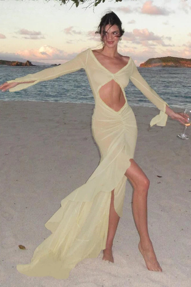 Cutenew Mesh Concise Women Maxi Dress