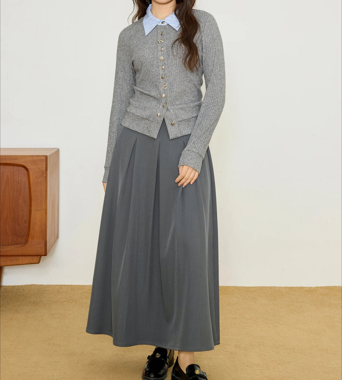 Plus Size Fake Two-piece Knit Cardigan