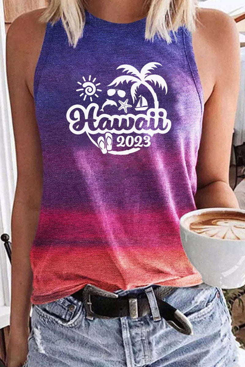 Hawaii Coconut Print Casual Tank Top Fashionpara