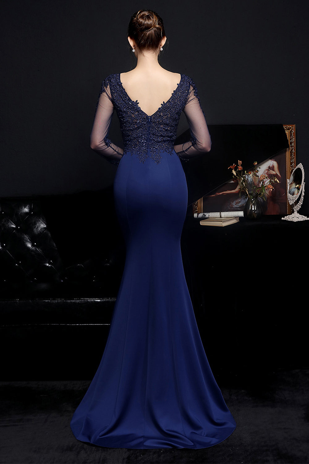 White Applique Mermaid Prom Dress - Fashionpara