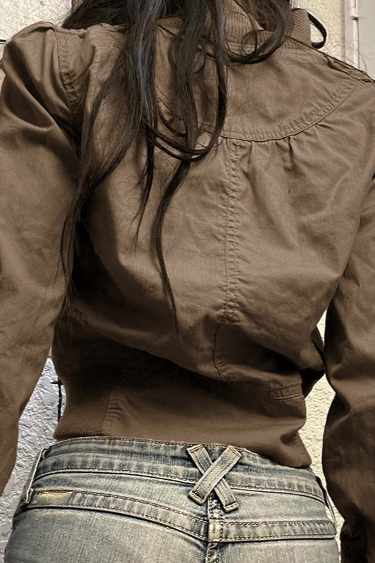 Waist Cinch Pocket Zip Jacket