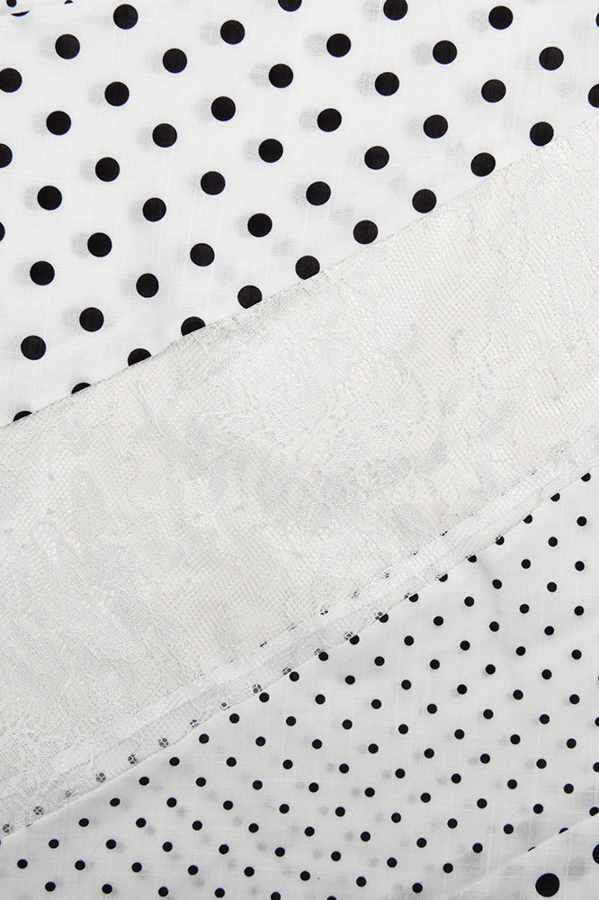 Polka Dot Lace Asymmetrical Maxi Skirt - Fashionpara