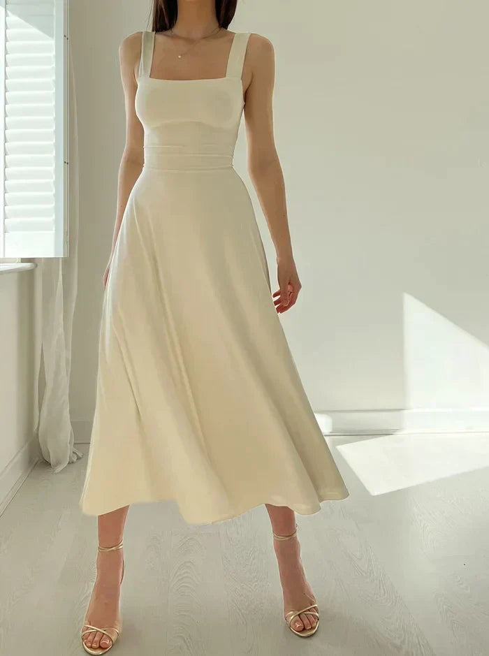Square Neck Sleeveless Princess Seam A-Line Midi Dress - View 12