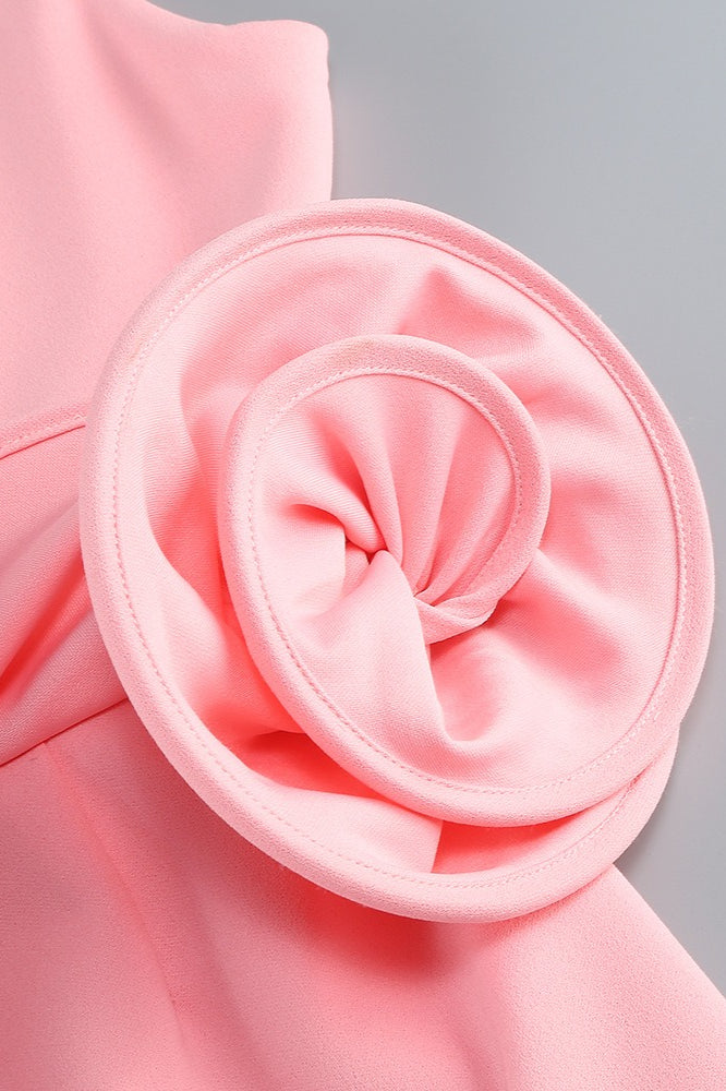 One Shoulder Rosette Bodycon Mini Dress 6