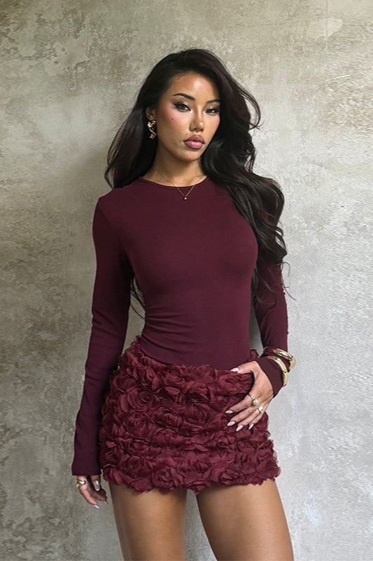 V-Neck Long Sleeve Wrap Tie Waist Fit & Flare Mini Dress