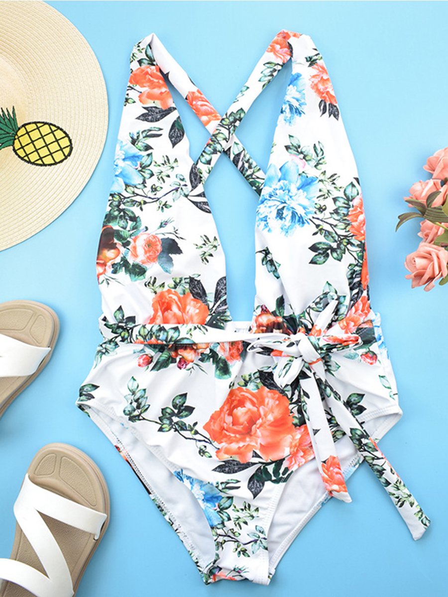 Floral One Piece Swimsuit For Women - Fashionpara