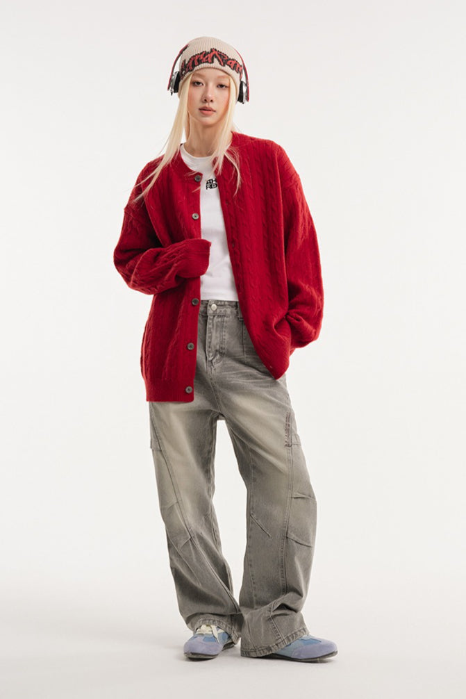 Relaxed Fit Cable Cardigan 13