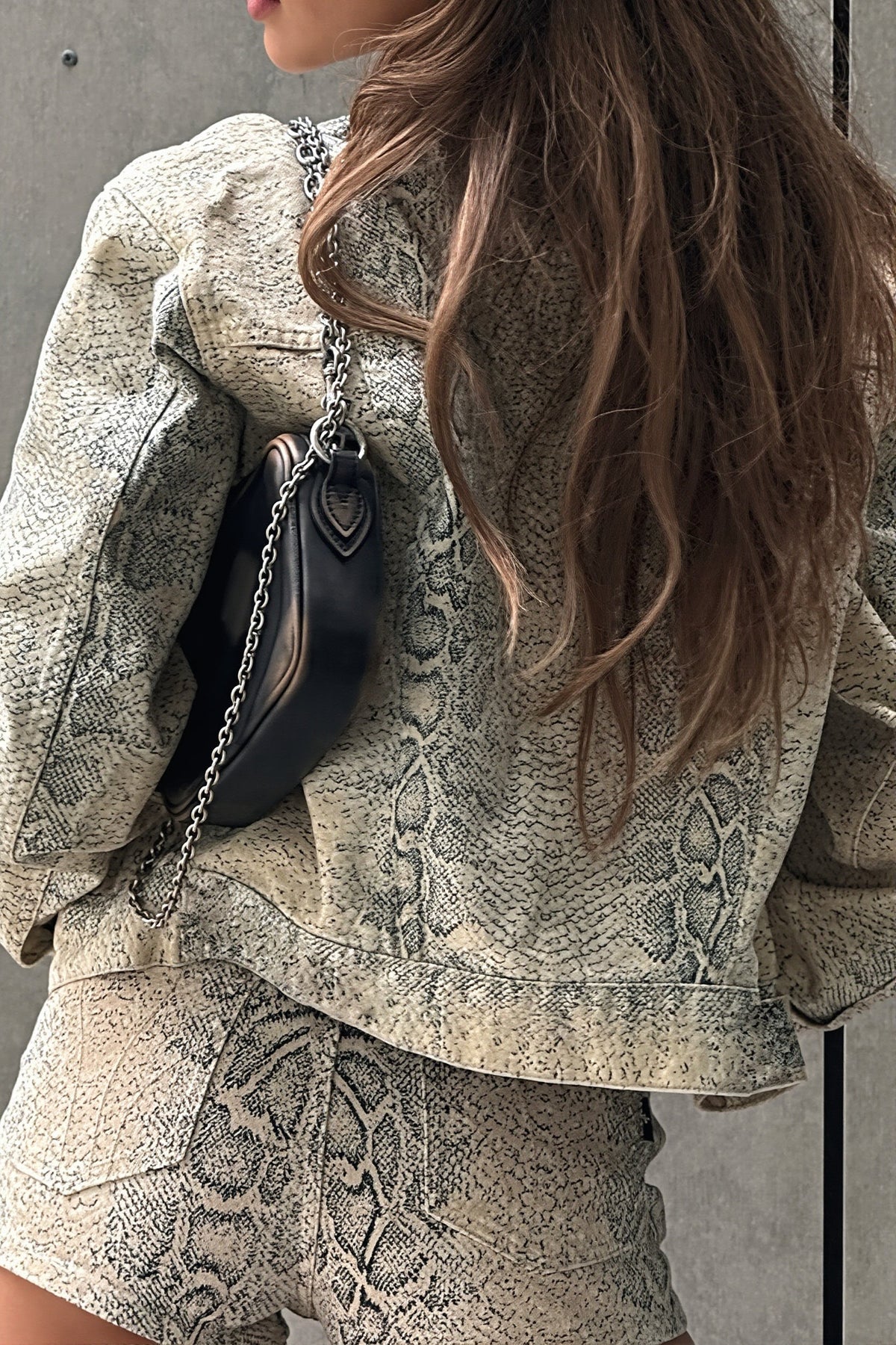 Snake Print Washed Cropped Jacket 5