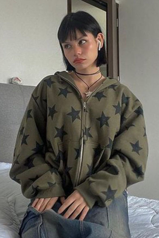 Casual Long Sleeve Zip Hoodie