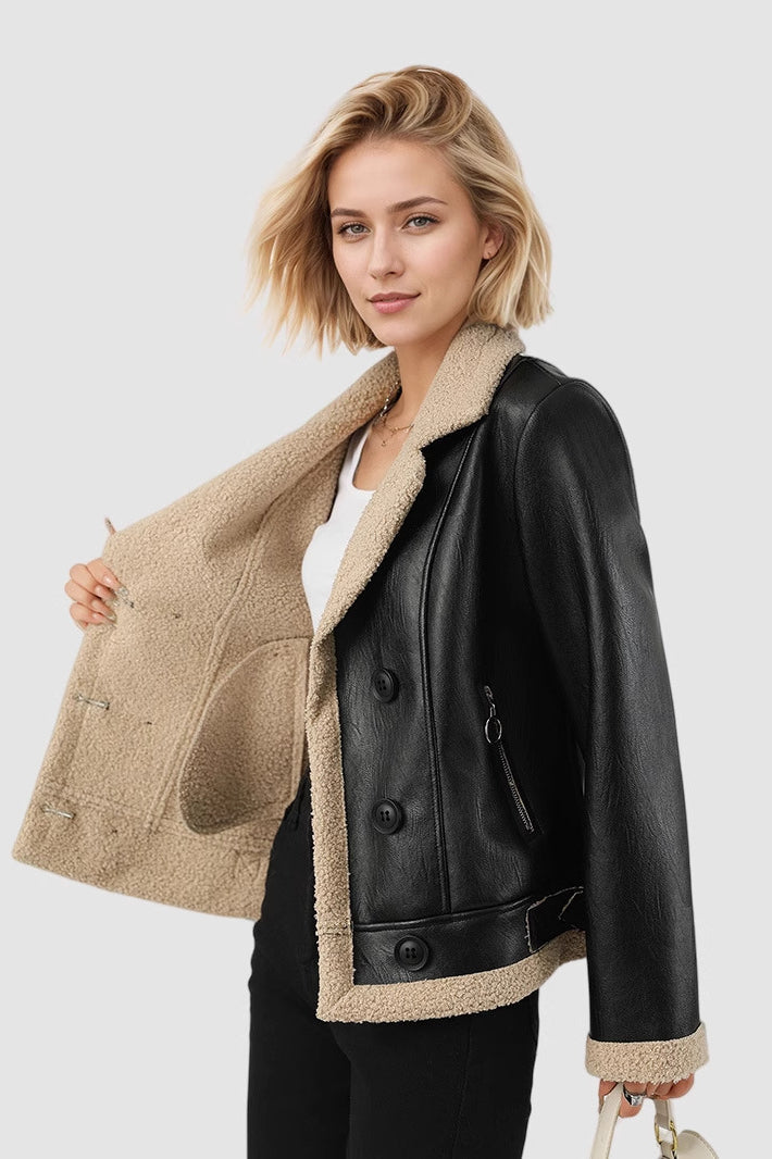 Custom Lined PU Leather Coat for Elegant Style and Comfort